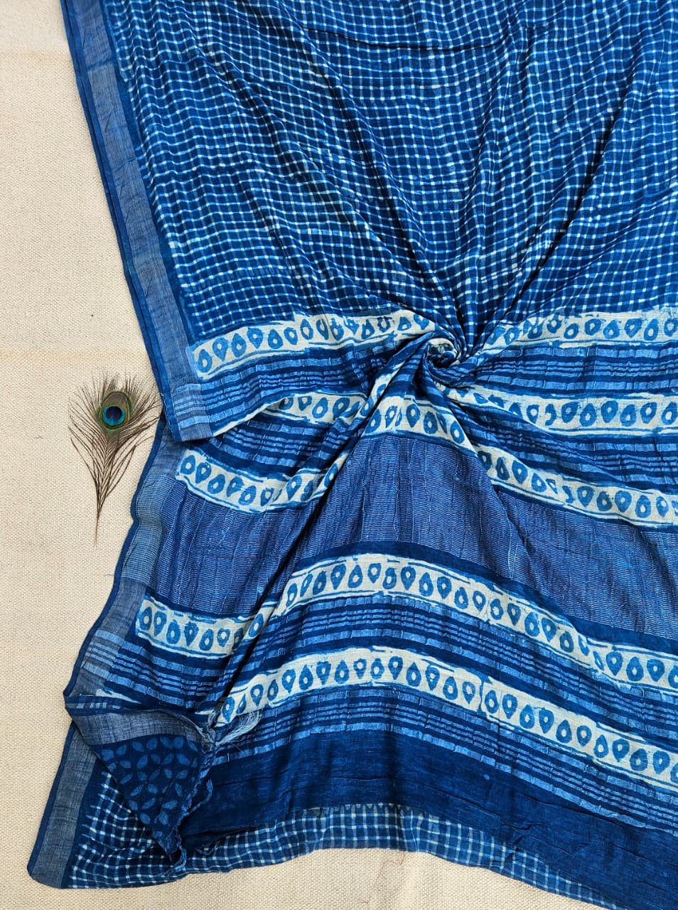 Vibrant Blue Gharchola Pure Gajji Bandhani Blouse Fabric