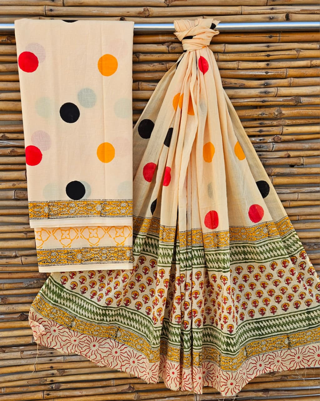 Vibrant Jaipuri Hand Block Print Cotton Suit