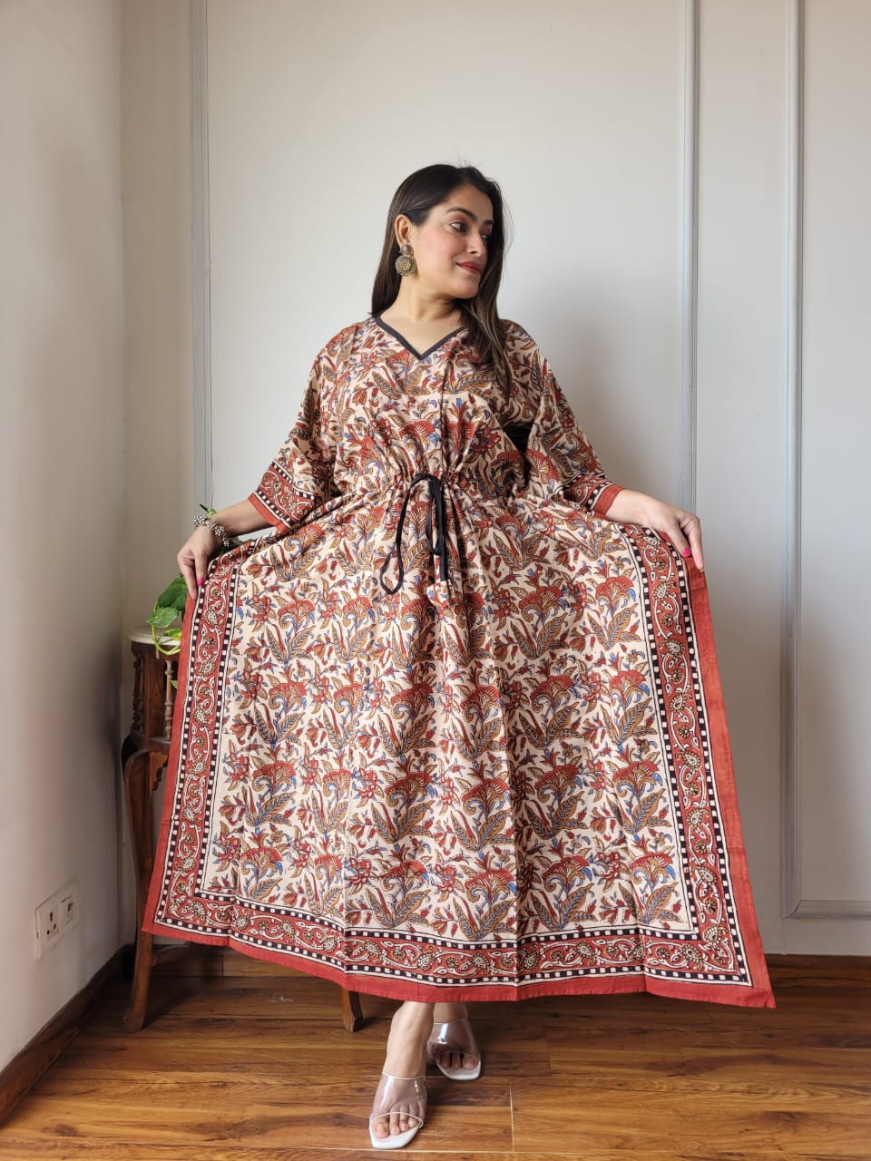 Flora brown Cotton Kaftan