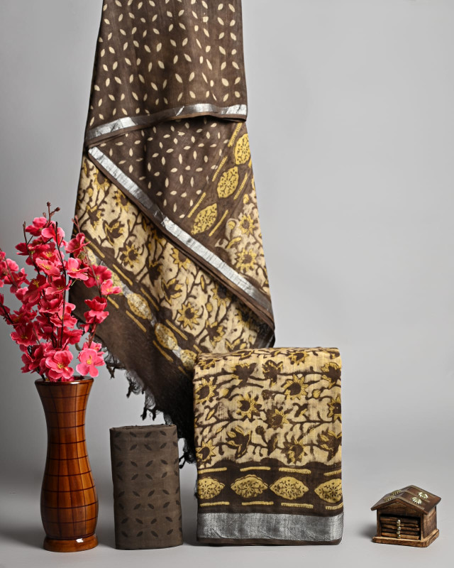 Bagru Hand Block Printed Linen Cotton Suit