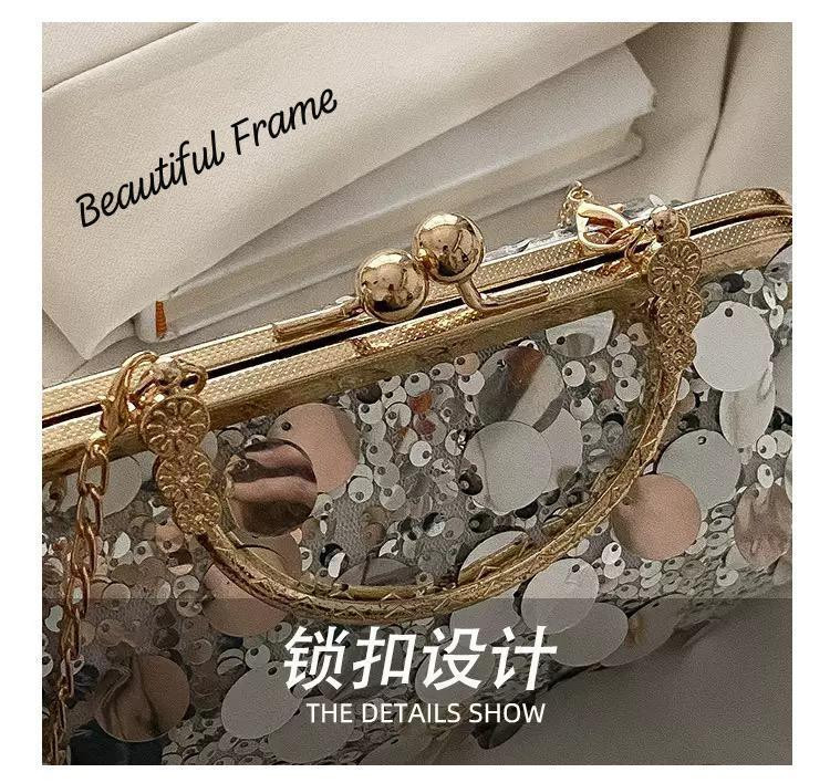 Wholesale New Fashion Evening Clutch Bag Ladies Sequins Sling Bags Female Luxury Design Shoulder Purses for Women
