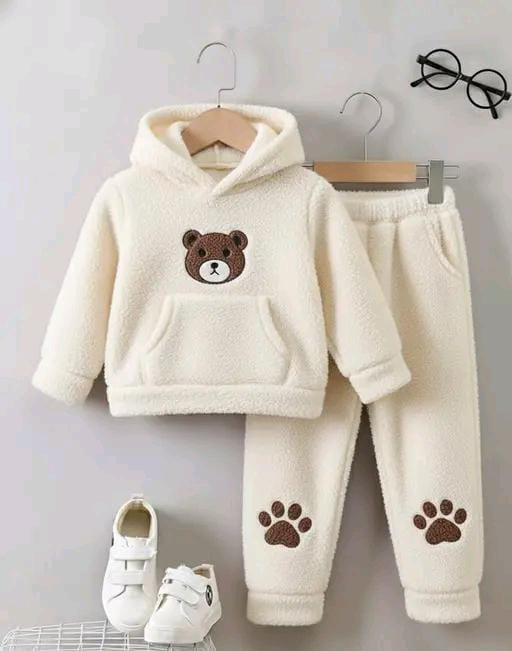 Cream Teddy Fleece Hoodie and Jogger Set
